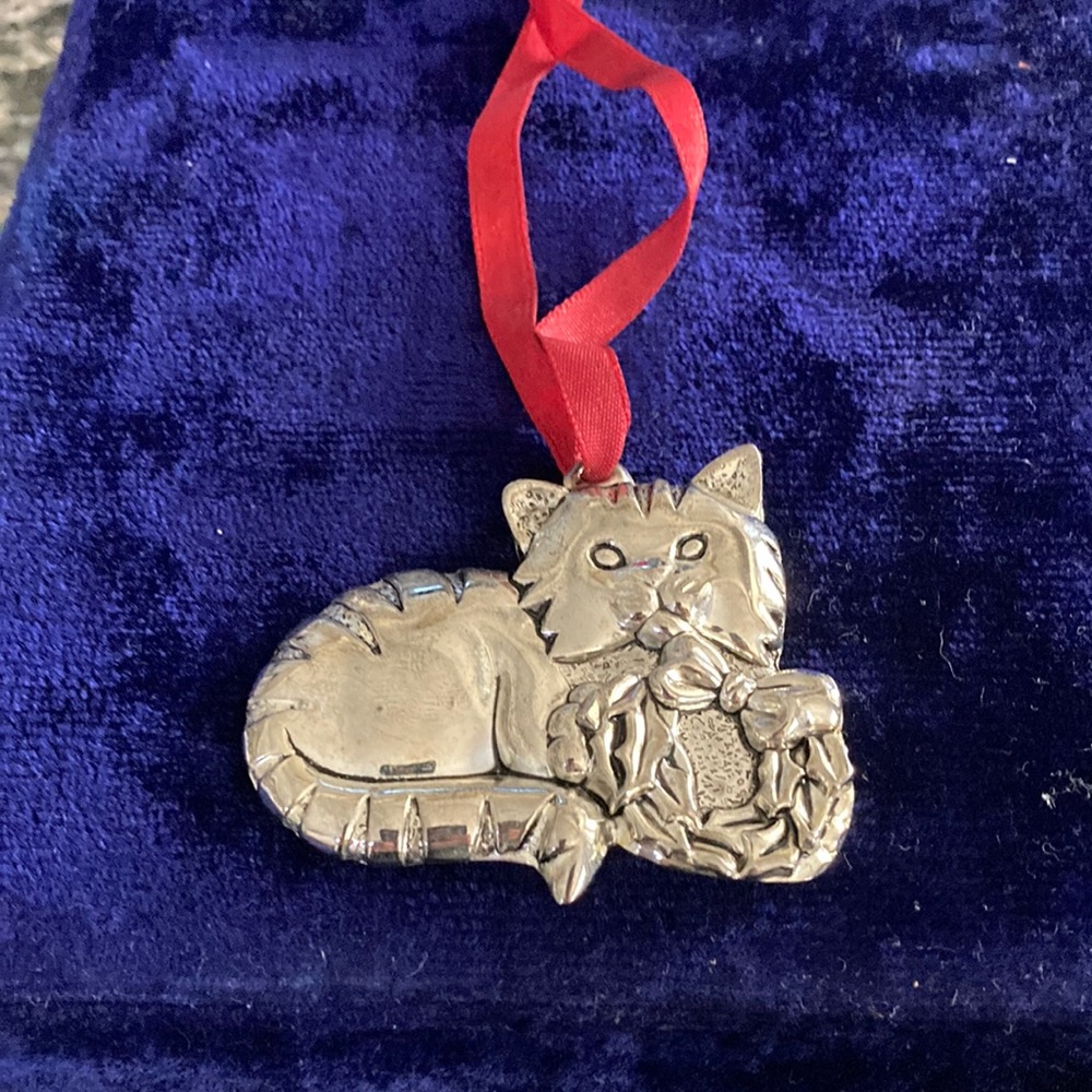 GORHAM SILVER CAT ORNAMENT